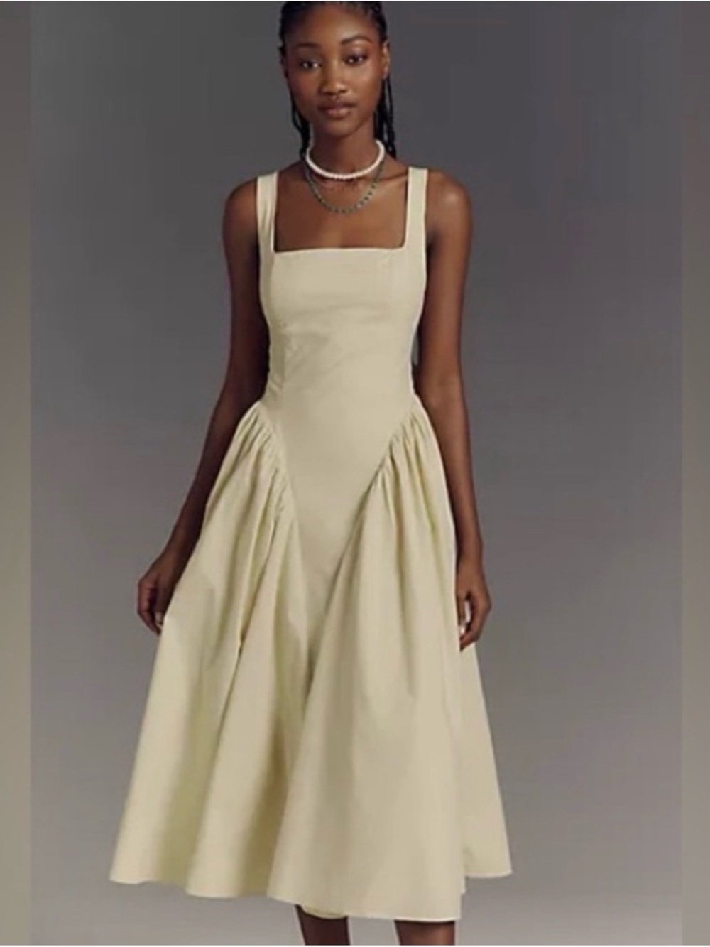 ASTR Vinya Square-Neck Pleated Midi Dress
